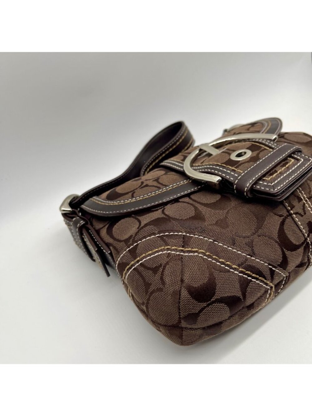 Coach Brown Signature Canvas Soho Buckle Flap Bag - Picture 7 of 13